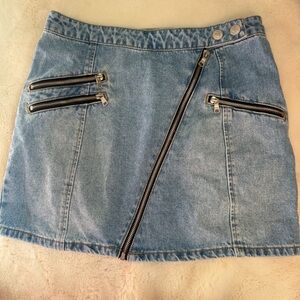 Forever 21 light blue denim mini skirt with zippers size medium Y2K
